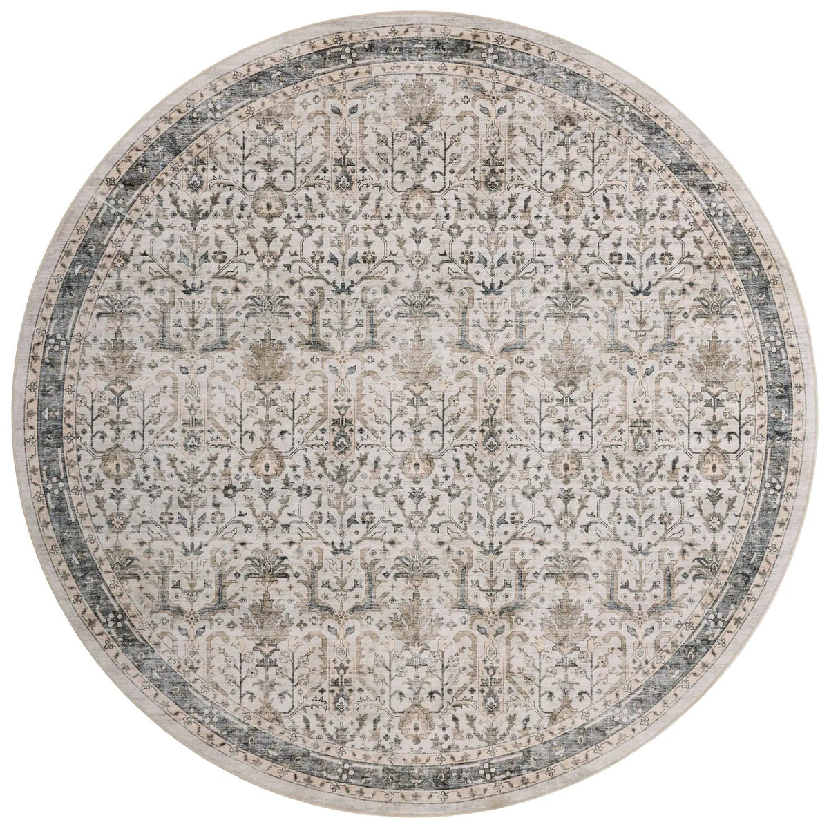 Loloi Anniston ANS-01 Ivory / Stone Rug - round flat