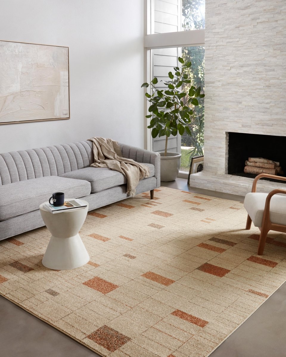 Loloi Bowery Bow-02 Tangerine/Taupe Rugs.