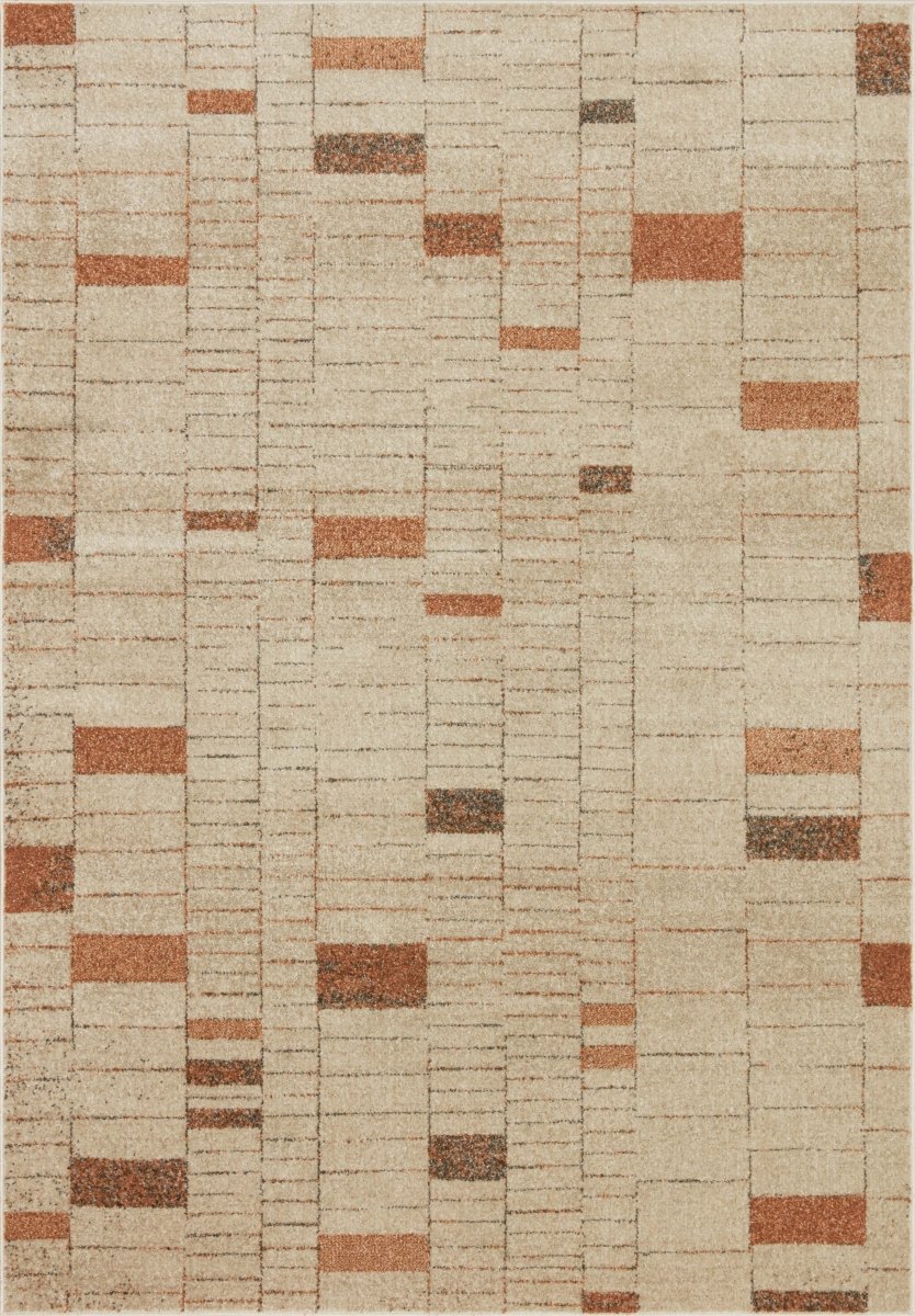 Loloi Bowery Bow-02 Tangerine/Taupe Rugs.
