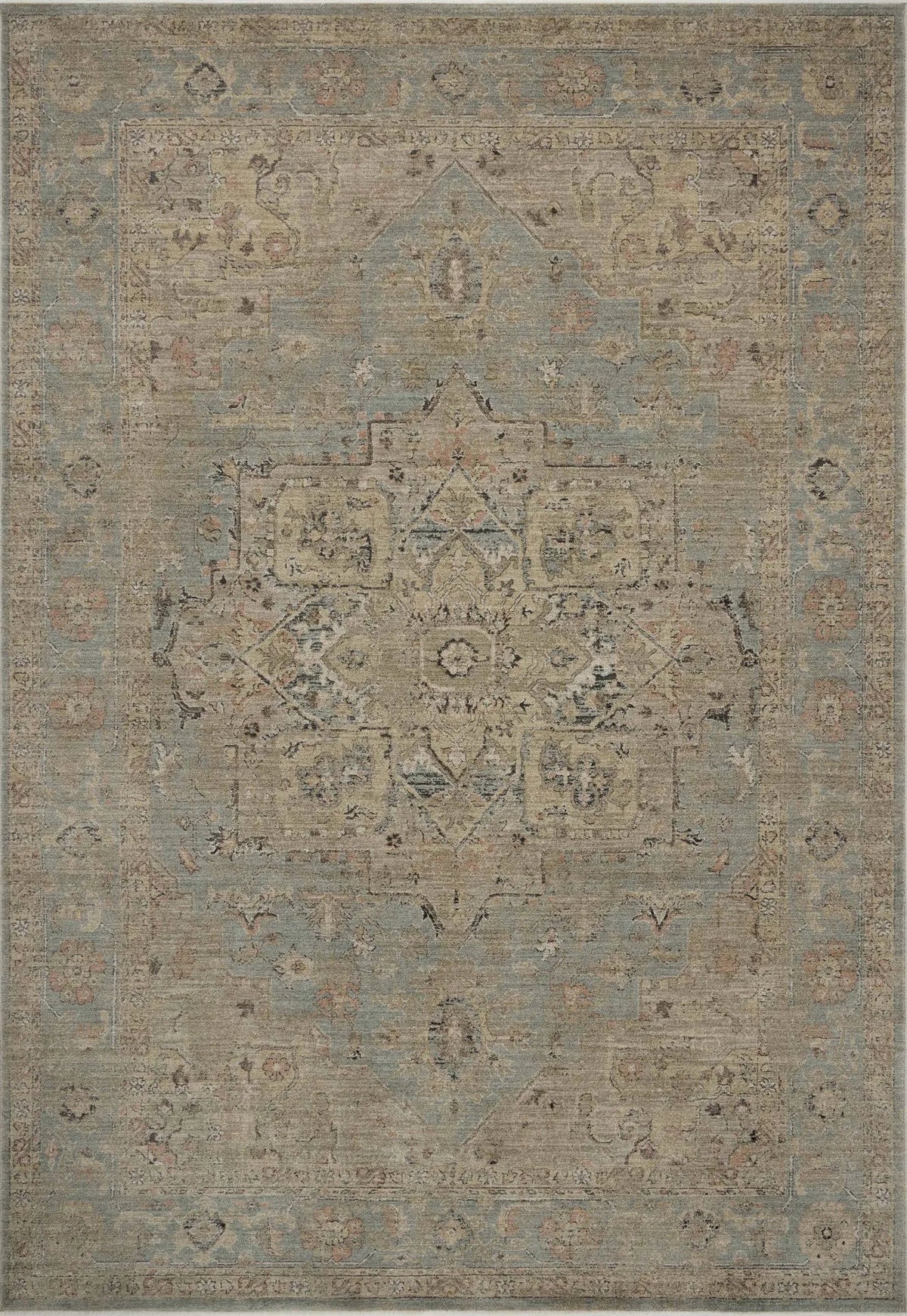 Loloi Briar BRR-01 Sky / Moss Rug - main flat
