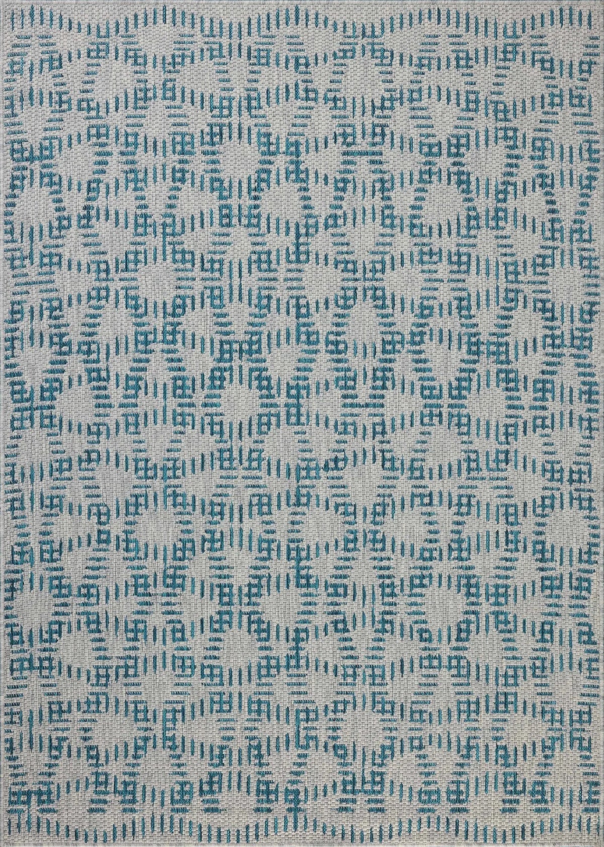 Loloi Easton ESN-10 Fog / Teal Rug - main flat