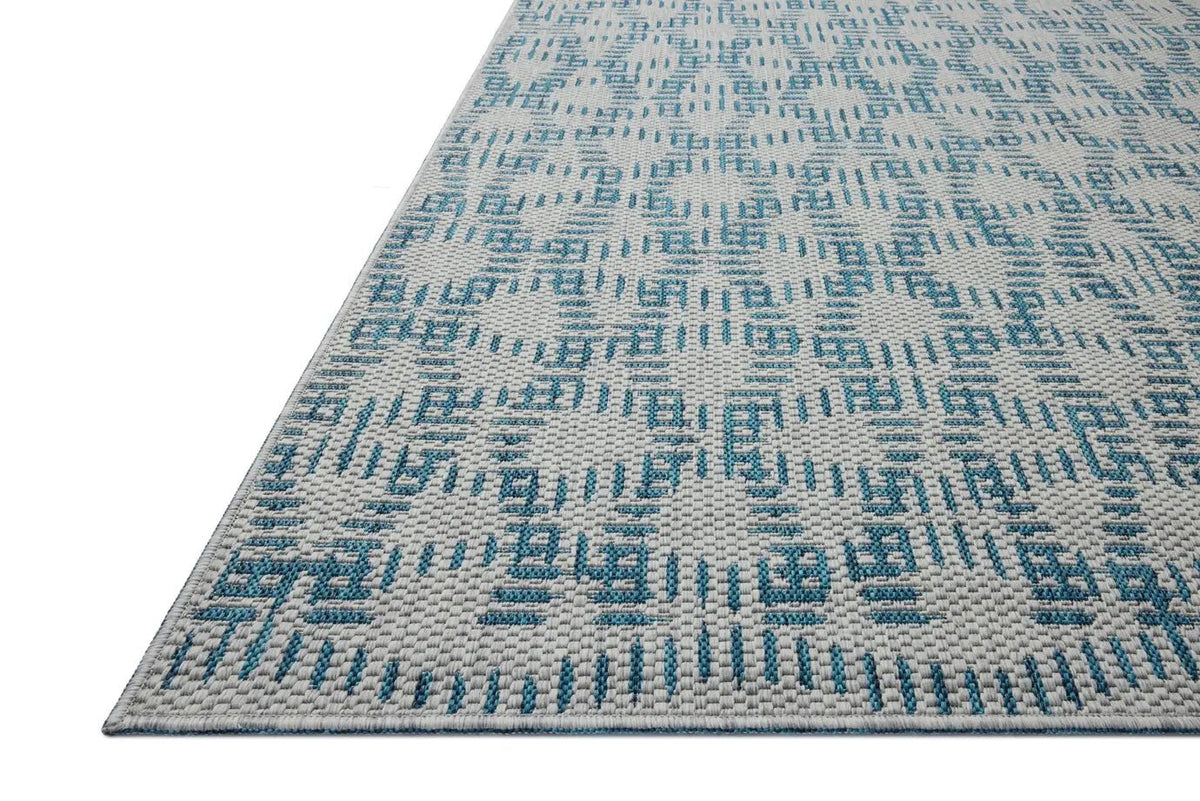 Loloi Easton ESN-10 Fog / Teal Rug - rug corner
