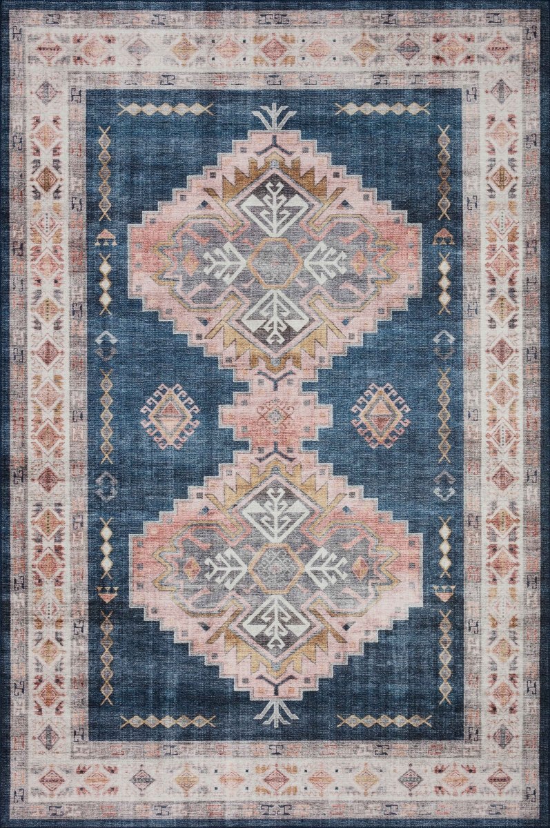 Loloi Heidi Hei-03 Denim/Blush Rugs.