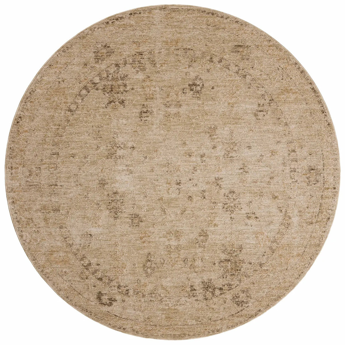 Loloi Willa WIA-08 Wheat / Natural Power Loomed Rug - round flat