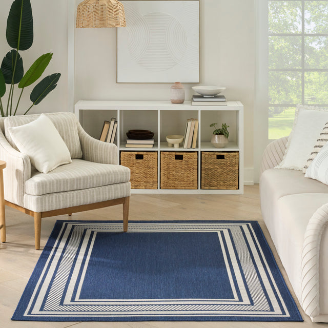 Nourison Horizon Indoor/Outdoor HOZ03 Navy Contemporary Area Rugs