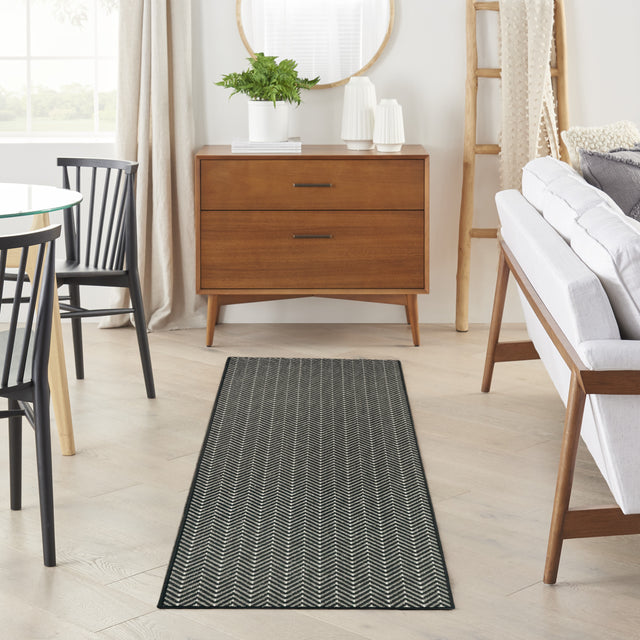 Nourison Horizon Indoor/Outdoor HOZ02 Black Contemporary Area Rugs