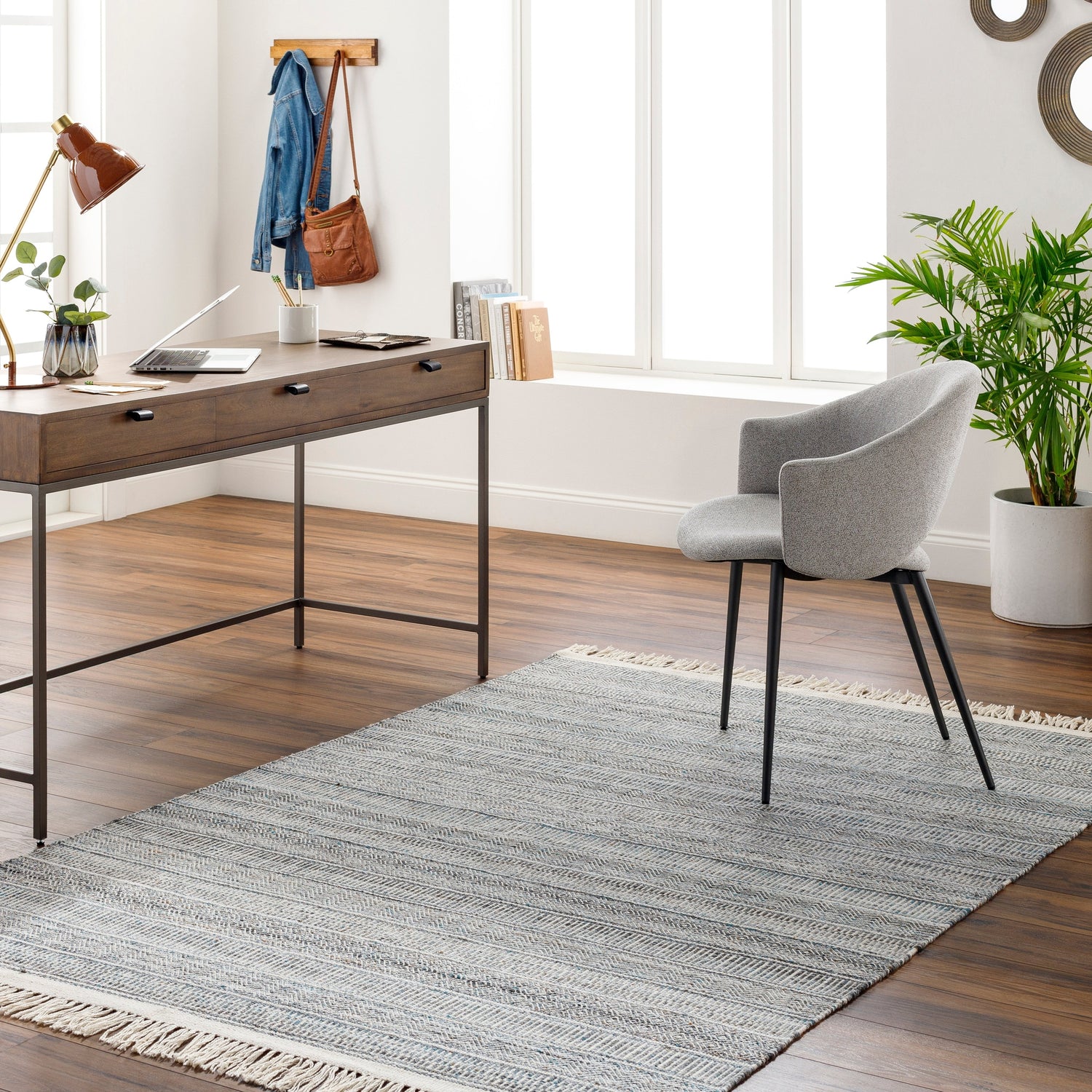 Surya Lily Lyi-2306 Beige, Charcoal, Bright Blue, Medium Brown Rug.