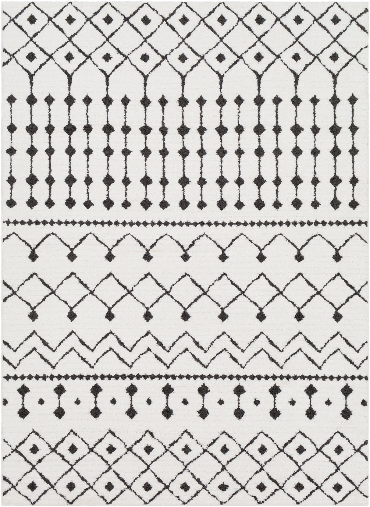 Surya Moroccan Shag Mcs-2309 Black, Charcoal, White Rugs.