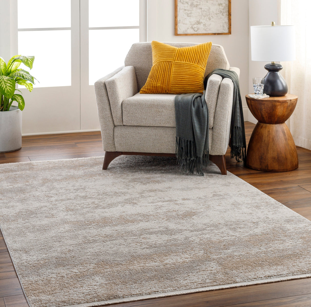Surya Masha Mha-2307 Ivory, Cream, Gray, Light Brown Rug.