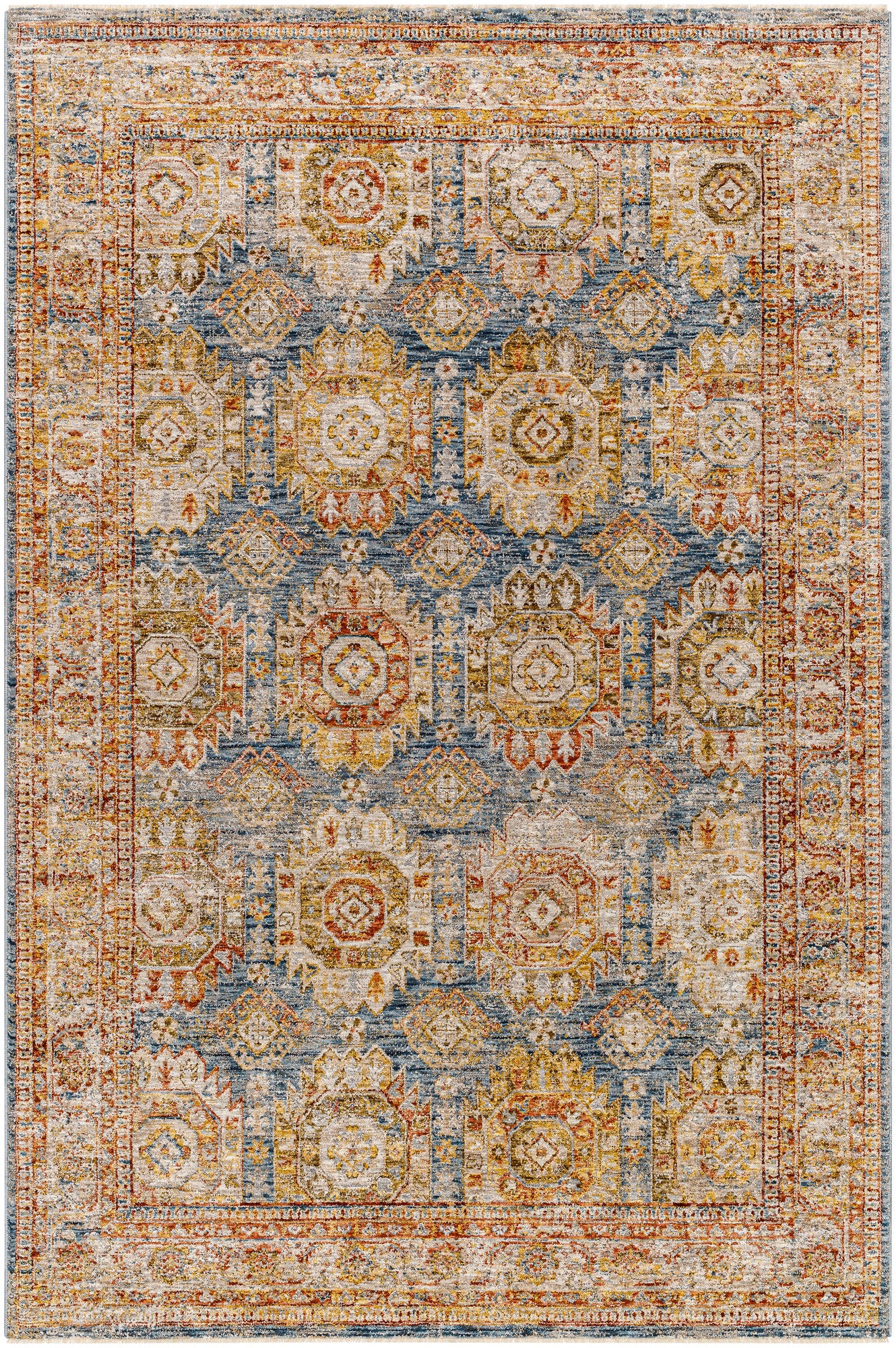 Surya Mona Lisa Mni-2302 Light Sage, Tan, Dark Blue, Mustard, Rust, Olive Rug.