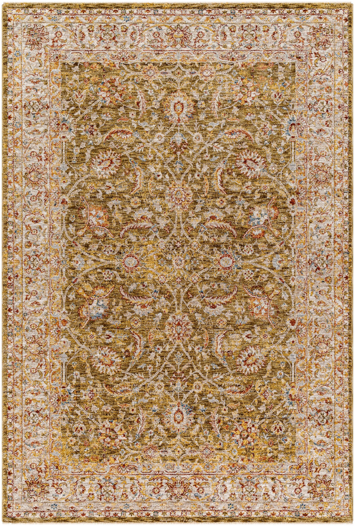 Surya Mona Lisa Mni-2306 Olive, Light Sage, Mustard, Tan, Rust, Burgandy Rug.