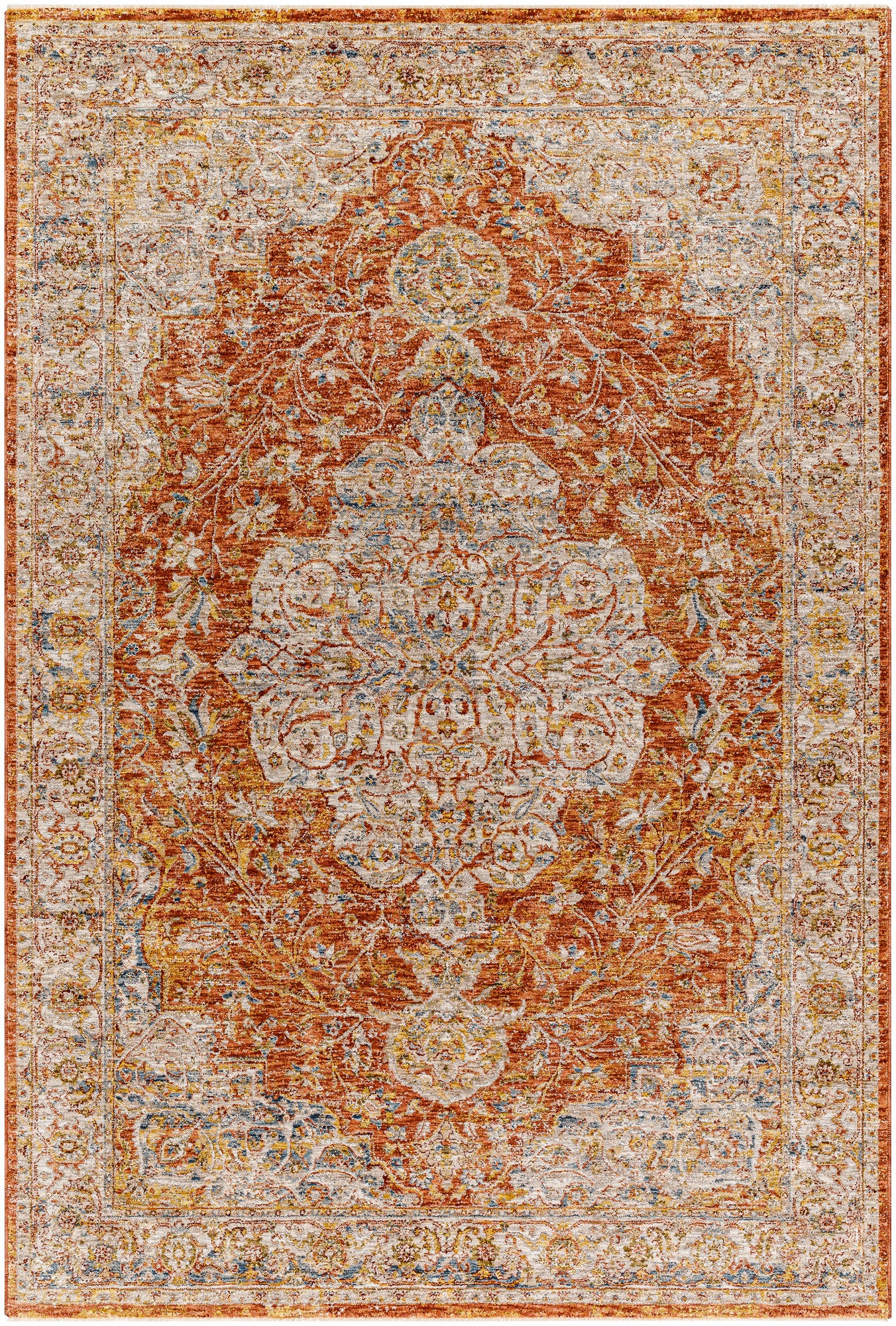 Surya Mona Lisa Mni-2309 Light Sage, Rust, Tan, Mustard, Dark Blue, Sage Rug.