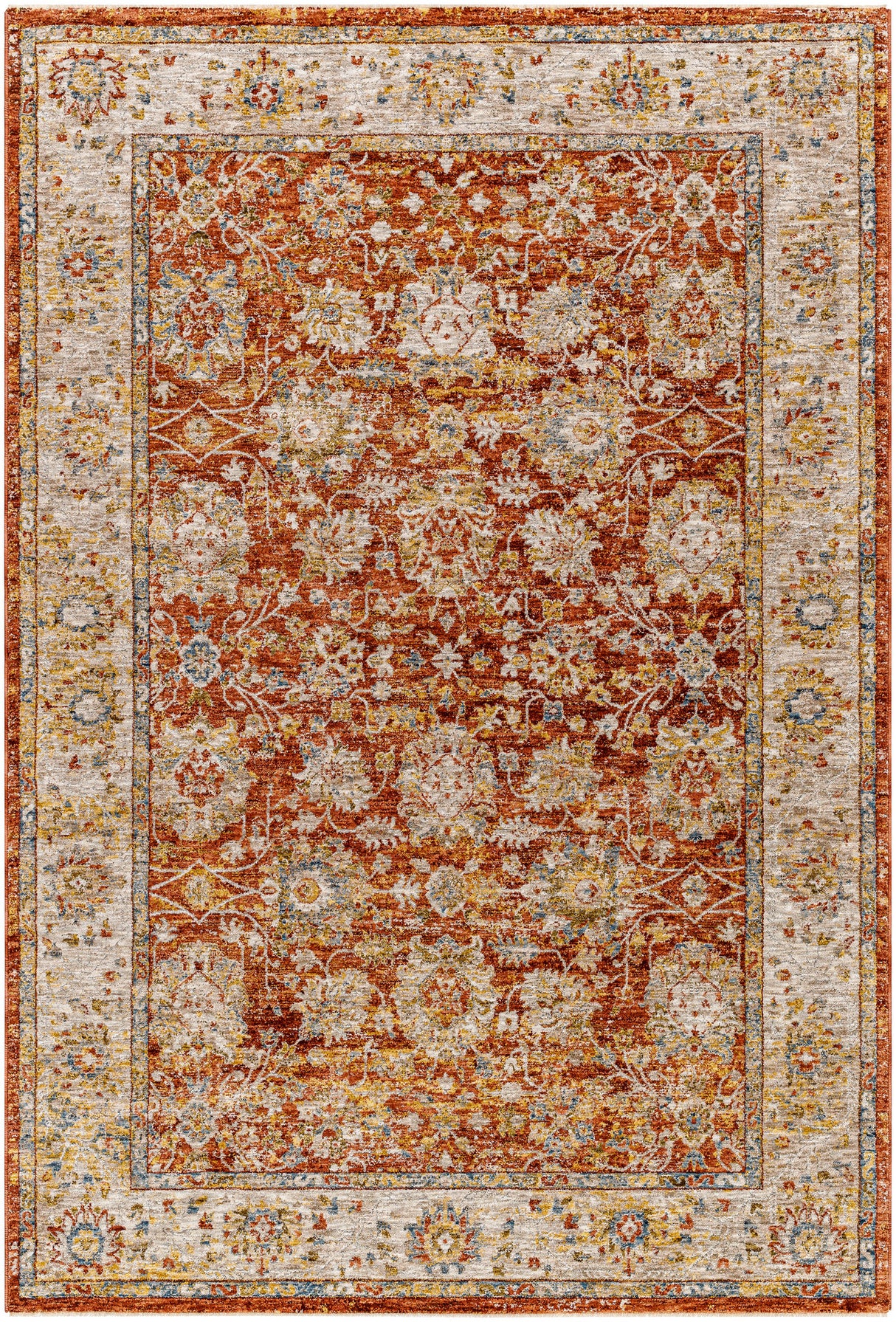 Surya Mona Lisa Mni-2315 Light Sage, Tan, Rust, Mustard, Burgandy, Dark Blue Rug.