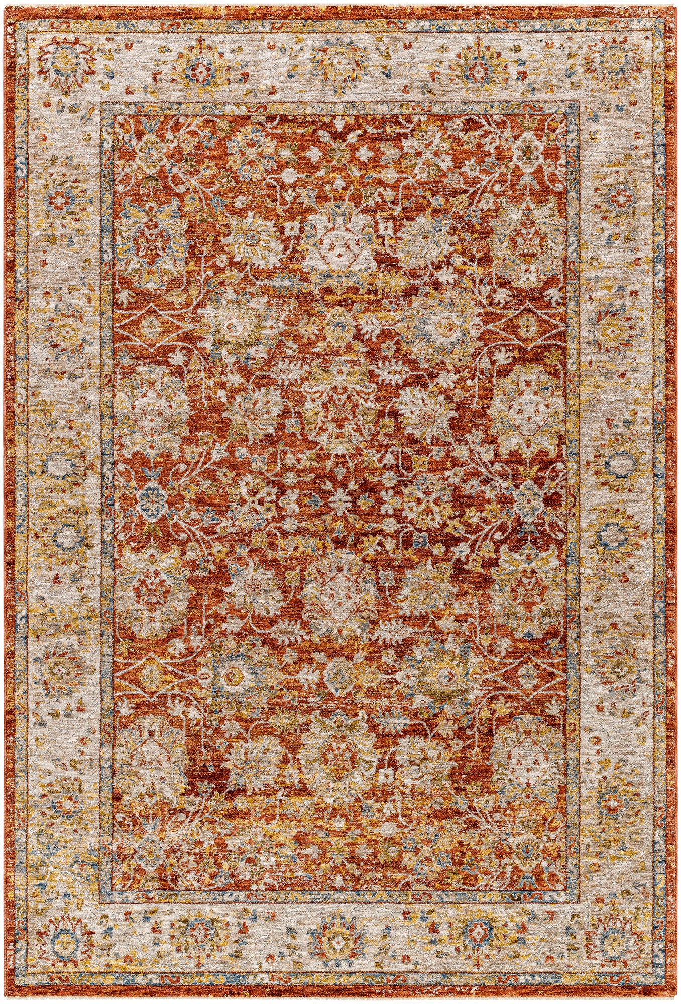 Surya Mona Lisa Mni-2315 Light Sage, Tan, Rust, Mustard, Burgandy, Dark Blue Rug.