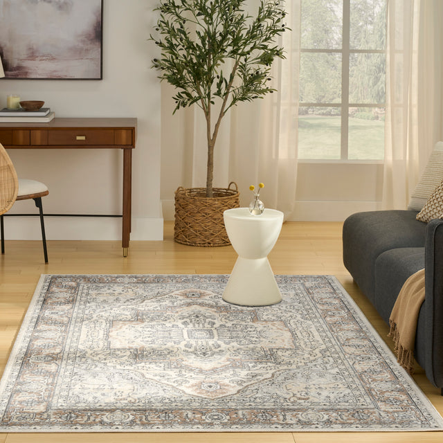 Nourison Quarry QUA18 Machine Made Ivory, Grey, Taupe Rug