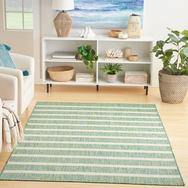 Nourison Positano POS03 Machine Made Blue, Green, Ivory Rug