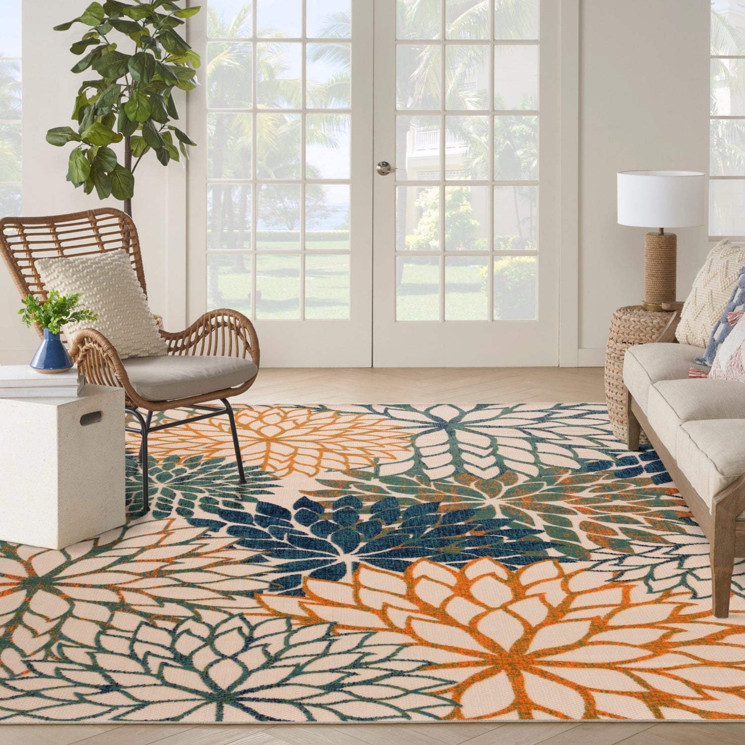Nourison Aloha Alh05 Blue Green Rug - Nourison - 99446952301
