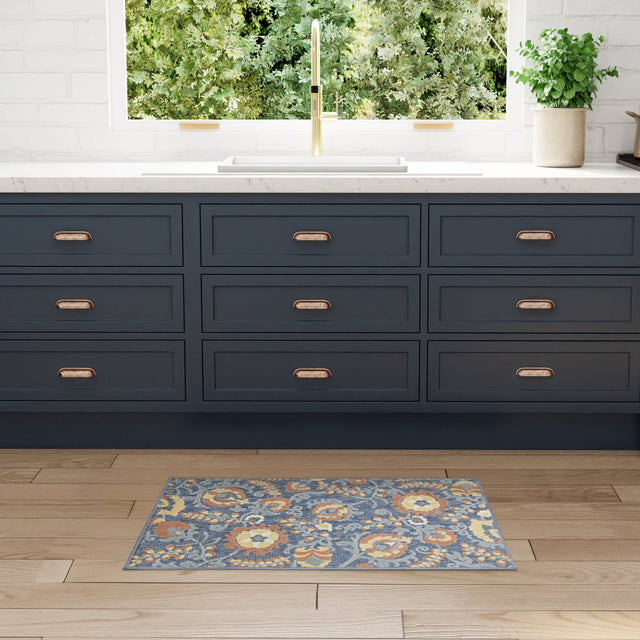 Nourison Aloha ALH17 Machine Made Blue, Rose Rug