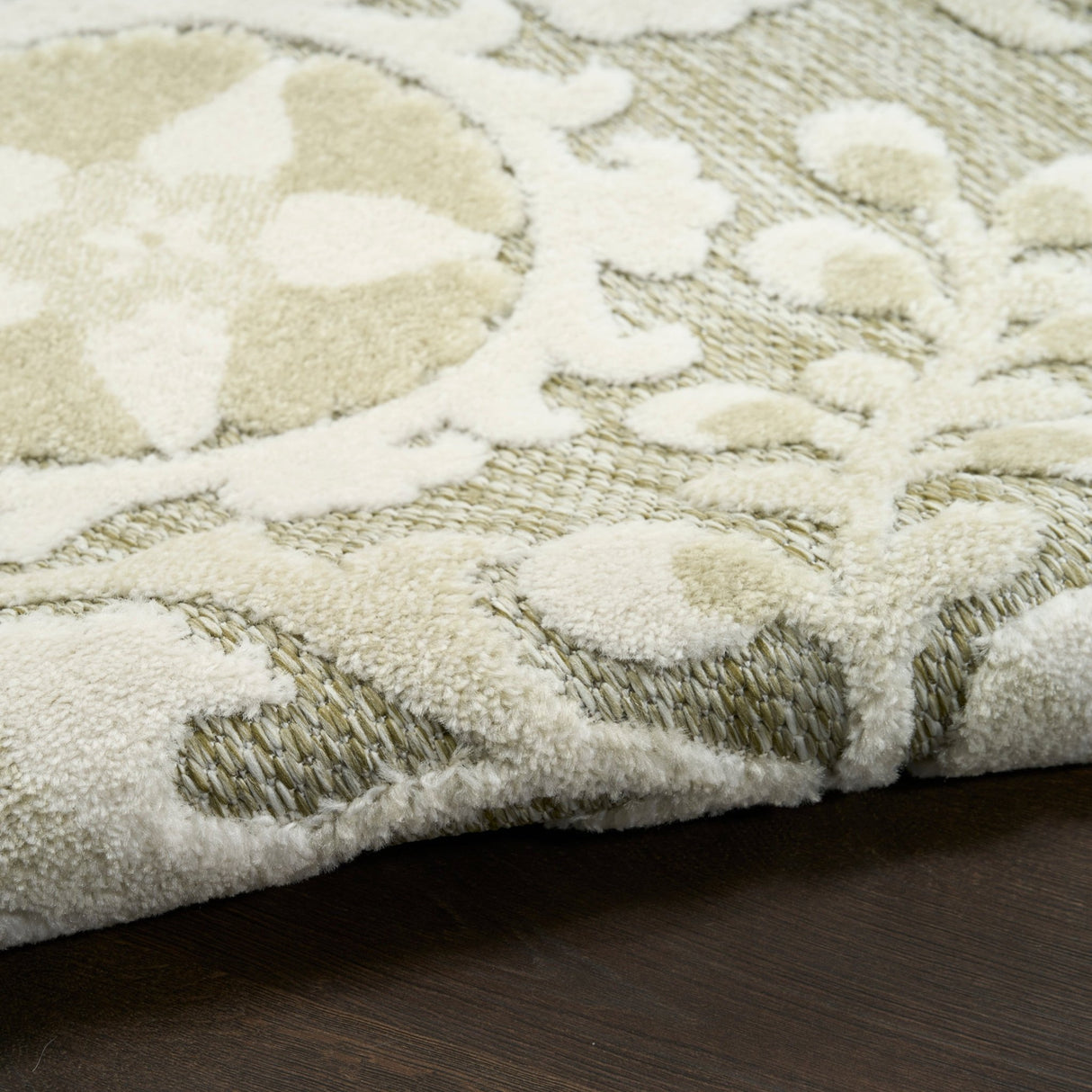 Nourison Aloha ALH17 Machine Made Ivory, Sage Rug