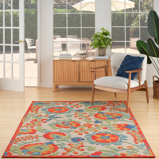 Nourison Aloha Alh17 Red Multicolor Rug - Nourison - 99446952424