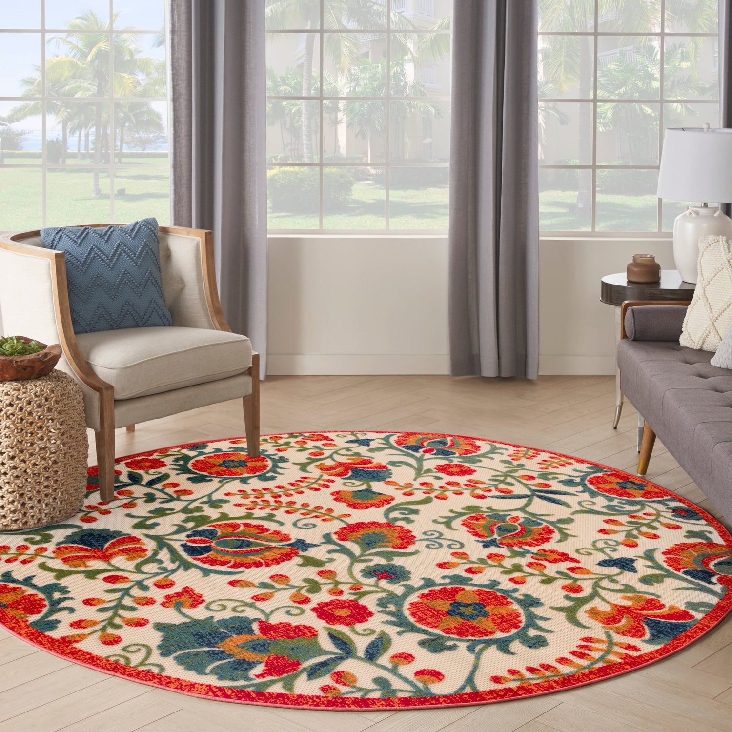 Nourison Aloha Alh17 Red Multicolor Rug - Nourison - 99446952431