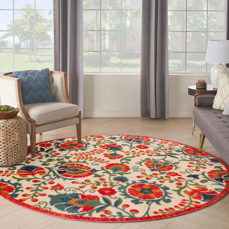 Nourison Aloha Alh17 Red Multicolor Rug - Nourison - 99446952431
