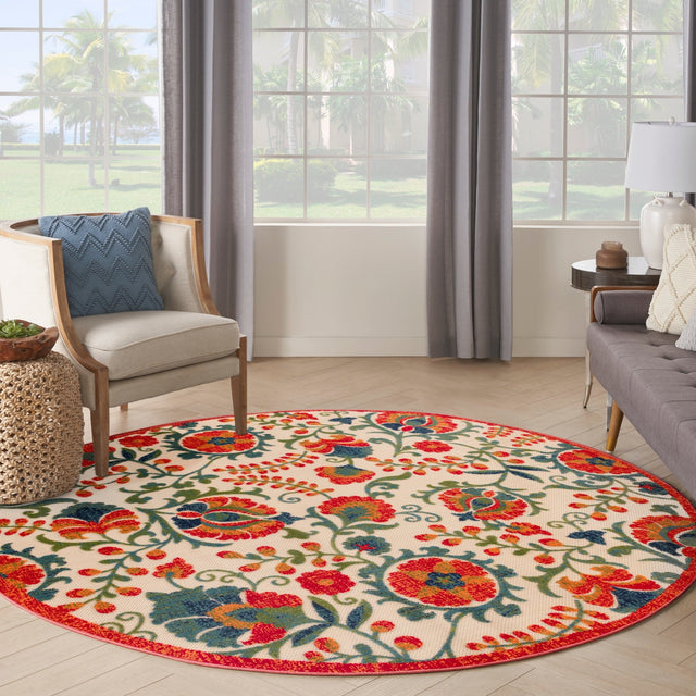 Nourison Aloha Alh17 Red Multicolor Rug - Nourison - 99446952431