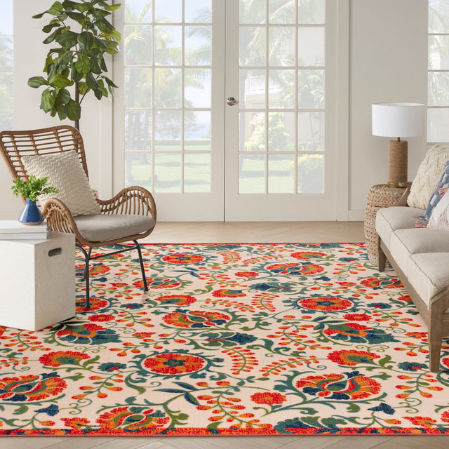 Nourison Aloha Alh17 Red Multicolor Rug - Nourison - 99446952431