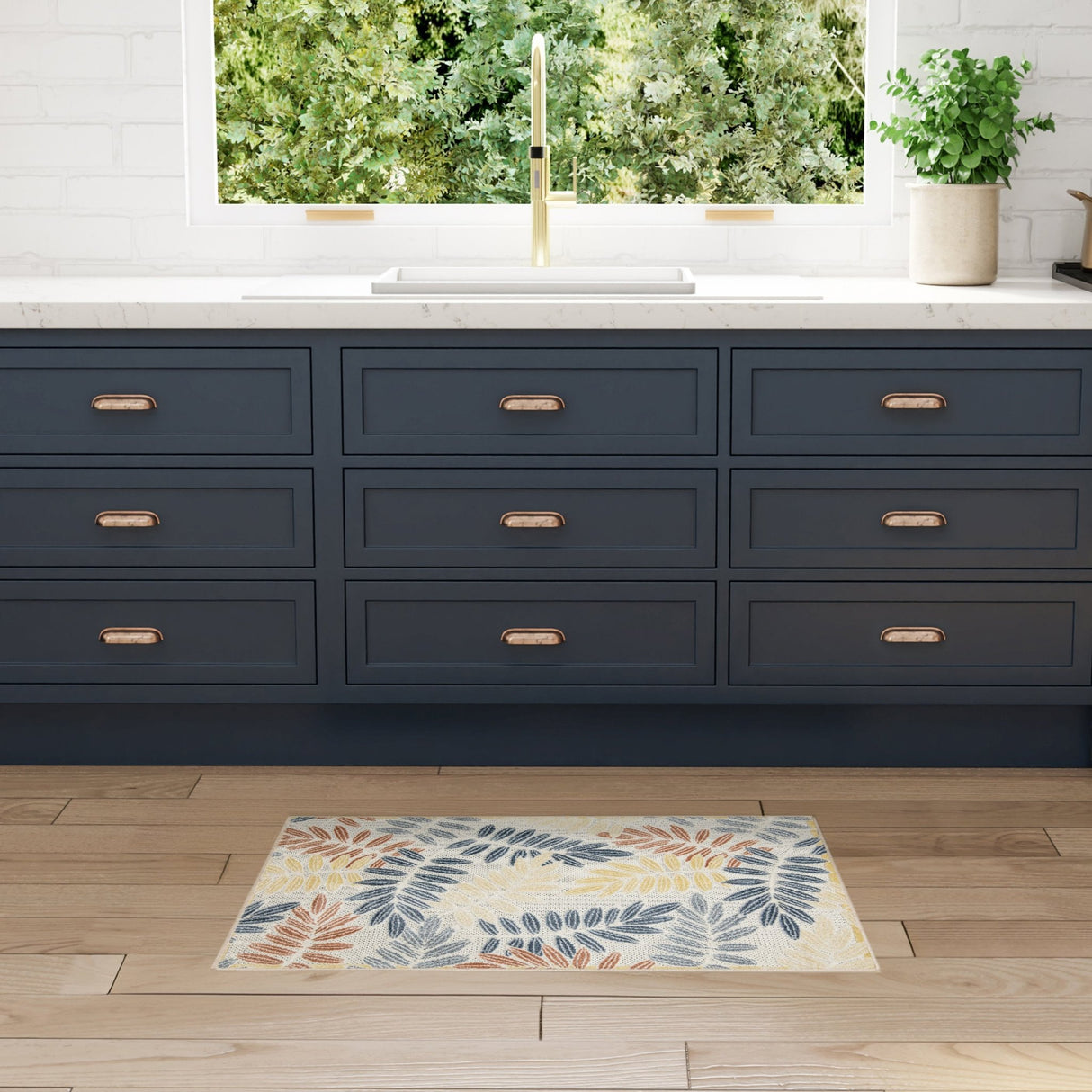 Nourison Aloha ALH18 Machine Made Ivory, Blue Rug