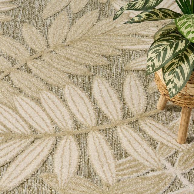 Nourison Aloha ALH18 Machine Made Ivory, Sage Rug