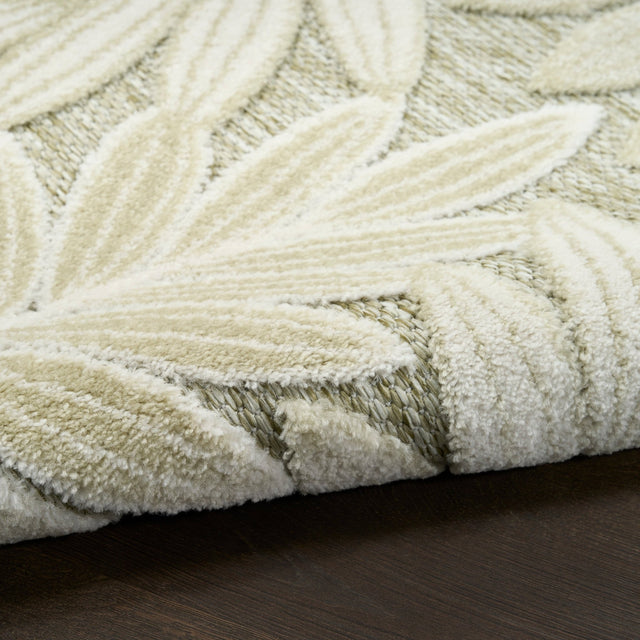 Nourison Aloha ALH18 Machine Made Ivory, Sage Rug