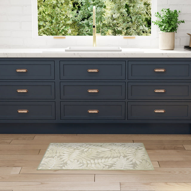 Nourison Aloha ALH18 Machine Made Ivory, Sage Rug