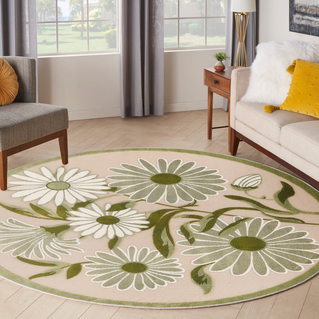 Nourison Aloha Alh33 Ivory Green Rug - Nourison - 99446953490