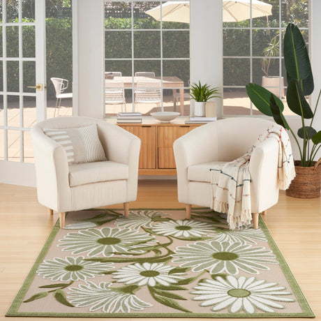 Nourison Aloha Alh33 Ivory Green Rug - Nourison - 99446953490
