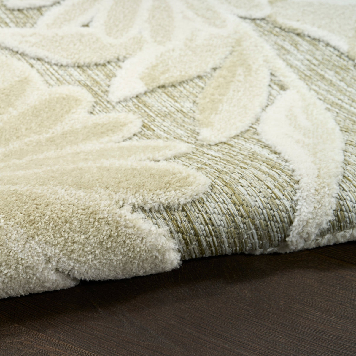 Nourison Aloha ALH33 Machine Made Ivory, Sage Rug