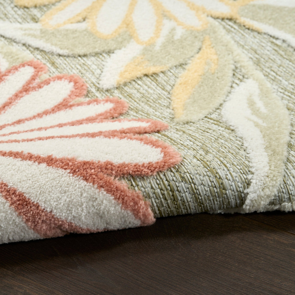 Nourison Aloha ALH33 Machine Made Sage, Rose Rug