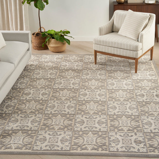 Nourison Aloha Alh34 Ivory Grey Rug - Nourison - 99446173874