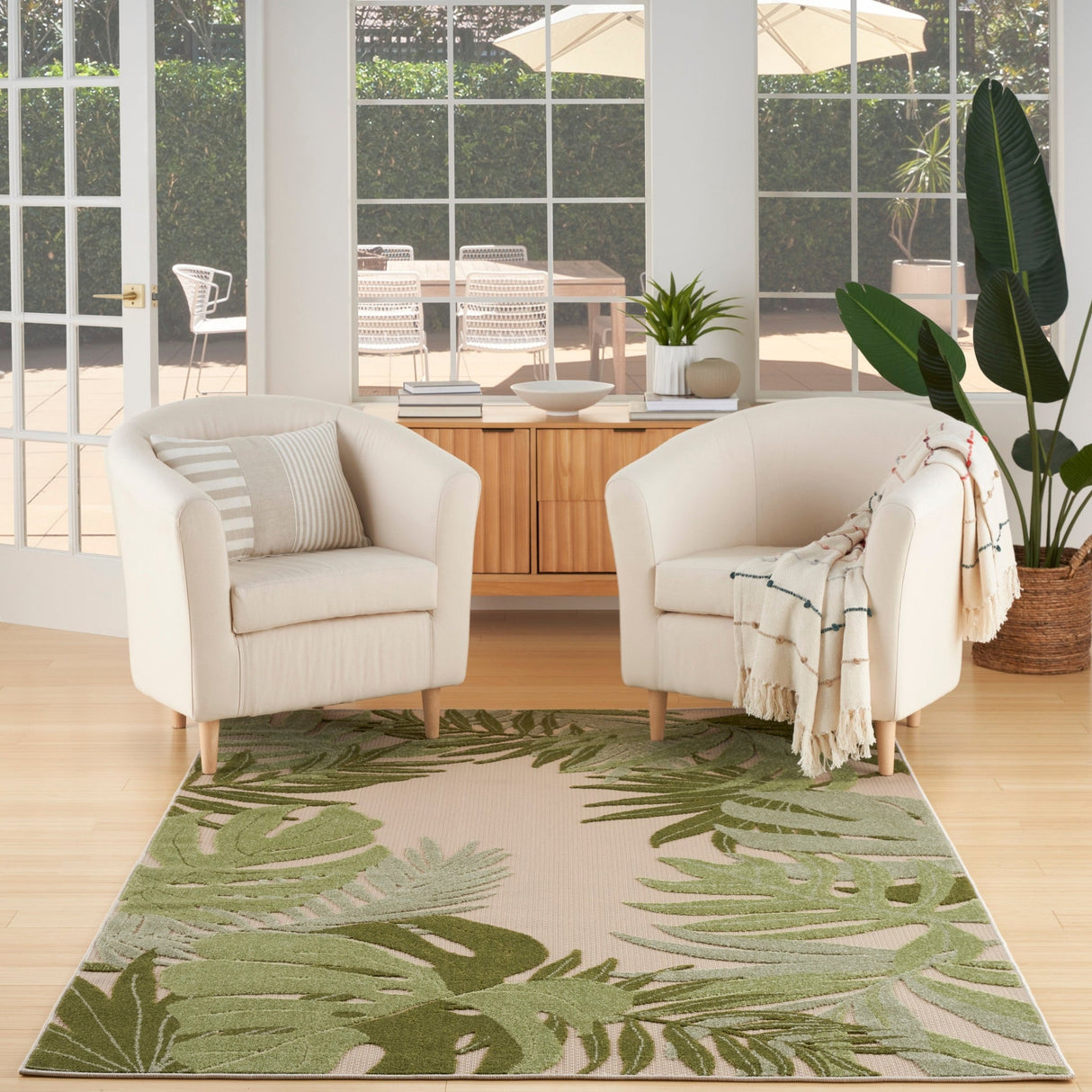 Nourison Aloha Alh40 Ivory Green Rug - Nourison - 99446953605