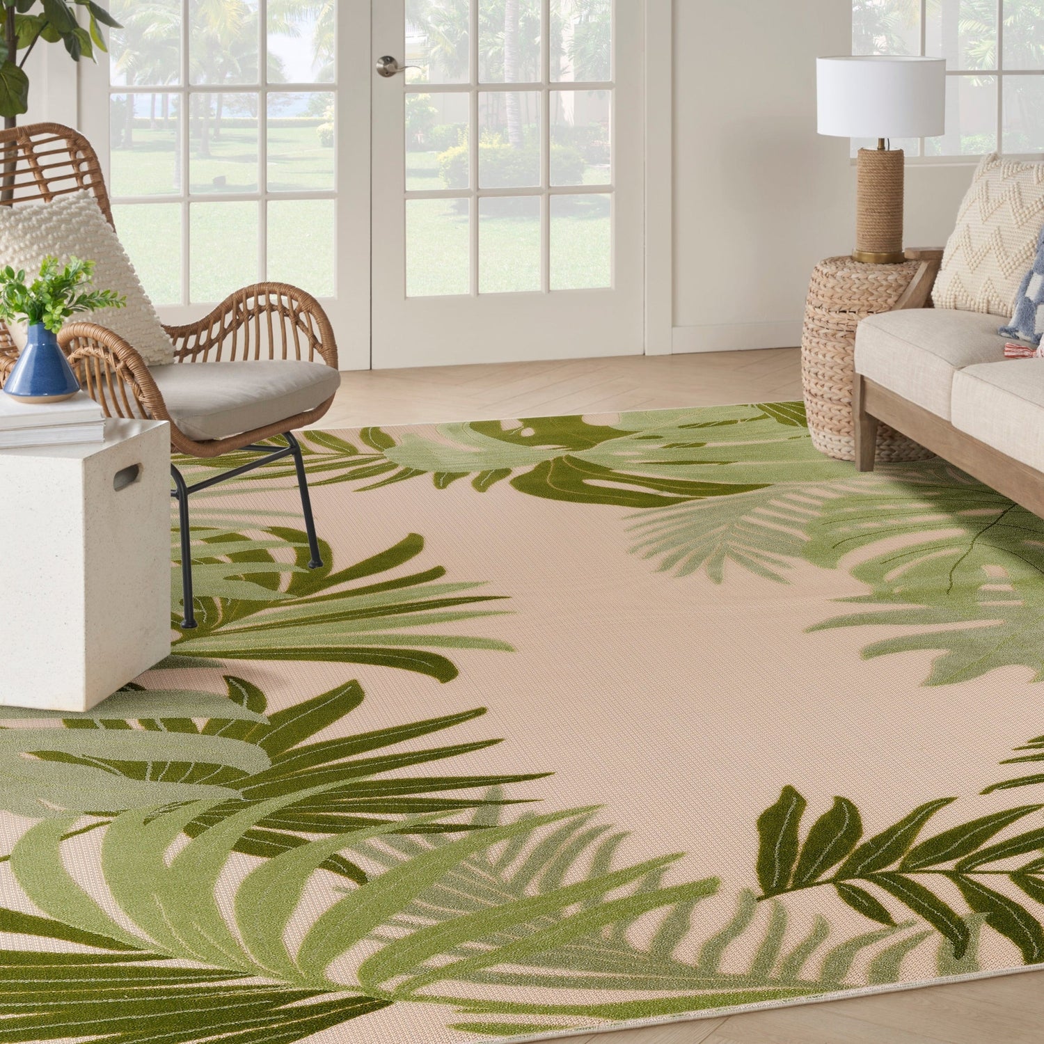 Nourison Aloha Alh40 Ivory Green Rug - Nourison - 99446953612