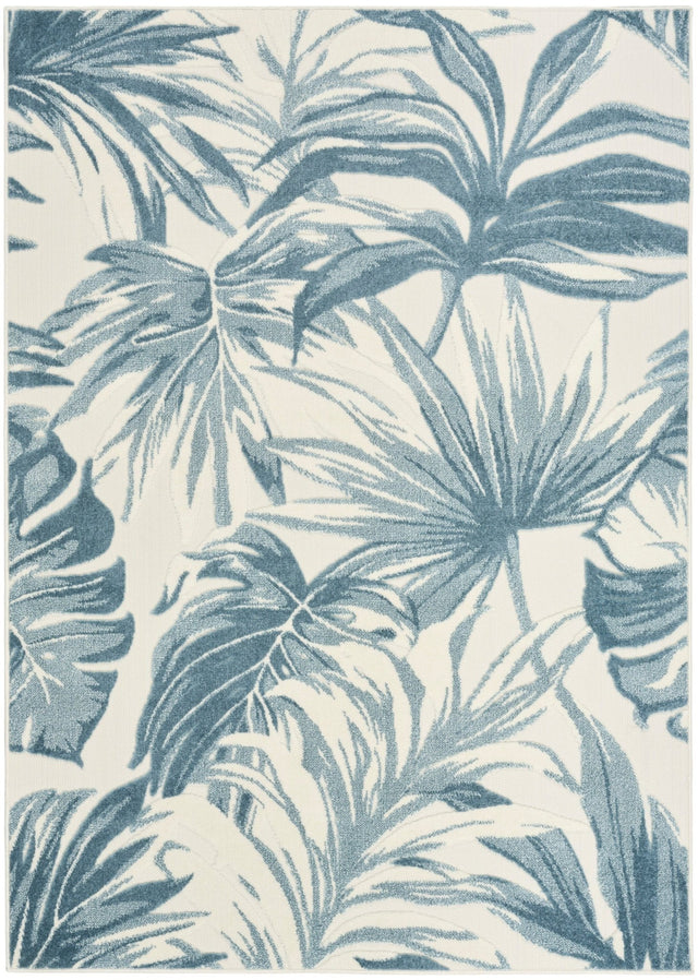 Nourison Aloha ALH43 Machine Made Ivory, Blue Rug