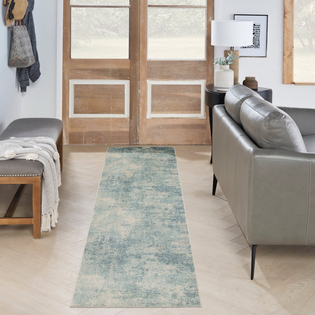 Nourison Astra Machine Washable Asw07 Blue Ivory Rug - Nourison - 99446944153