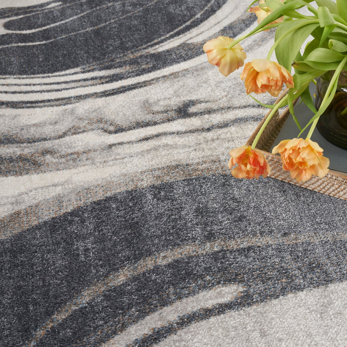 Nourison Astra Machine Washable Asw15 Ivory Grey Rug - Nourison - 99446977885