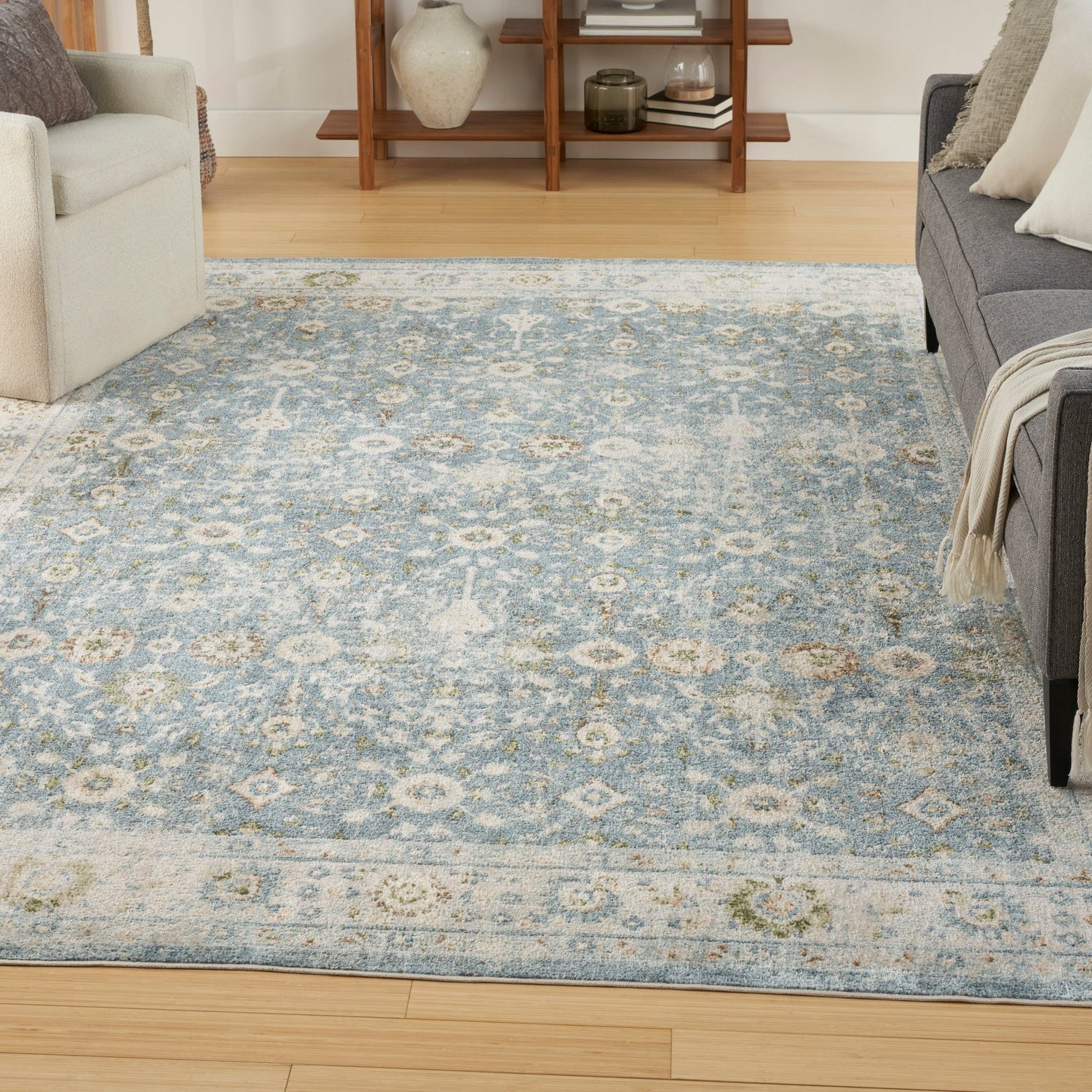 Nourison Astra Machine Washable Asw16 Teal Beige Rug - Nourison - 99446978196