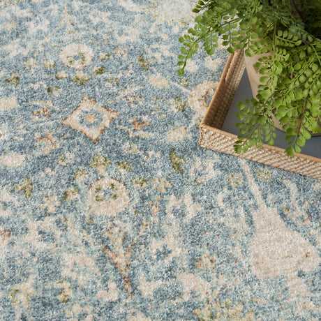 Nourison Astra Machine Washable Asw16 Teal Beige Rug - Nourison - 99446978196