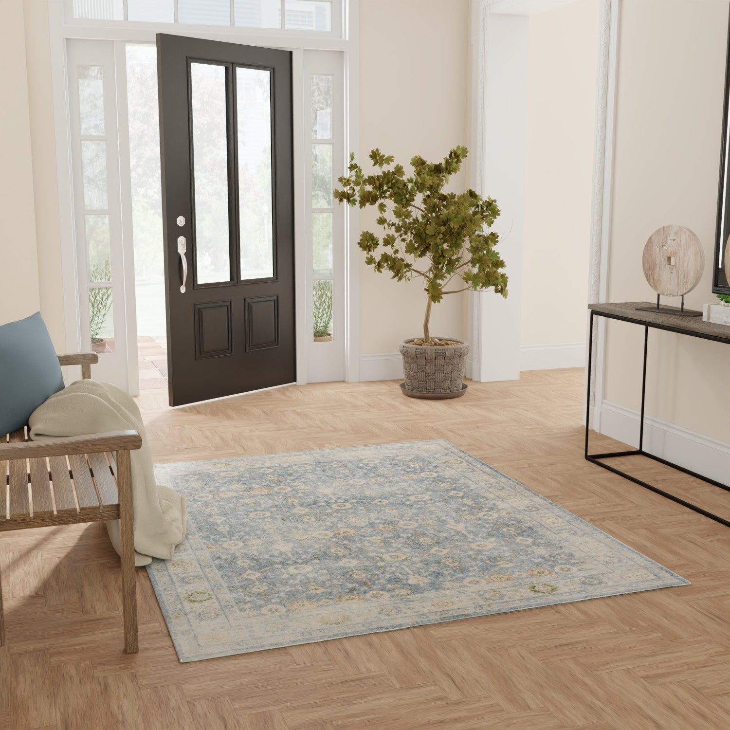 Nourison Astra Machine Washable Asw16 Teal Beige Rug - Nourison - 99446978219