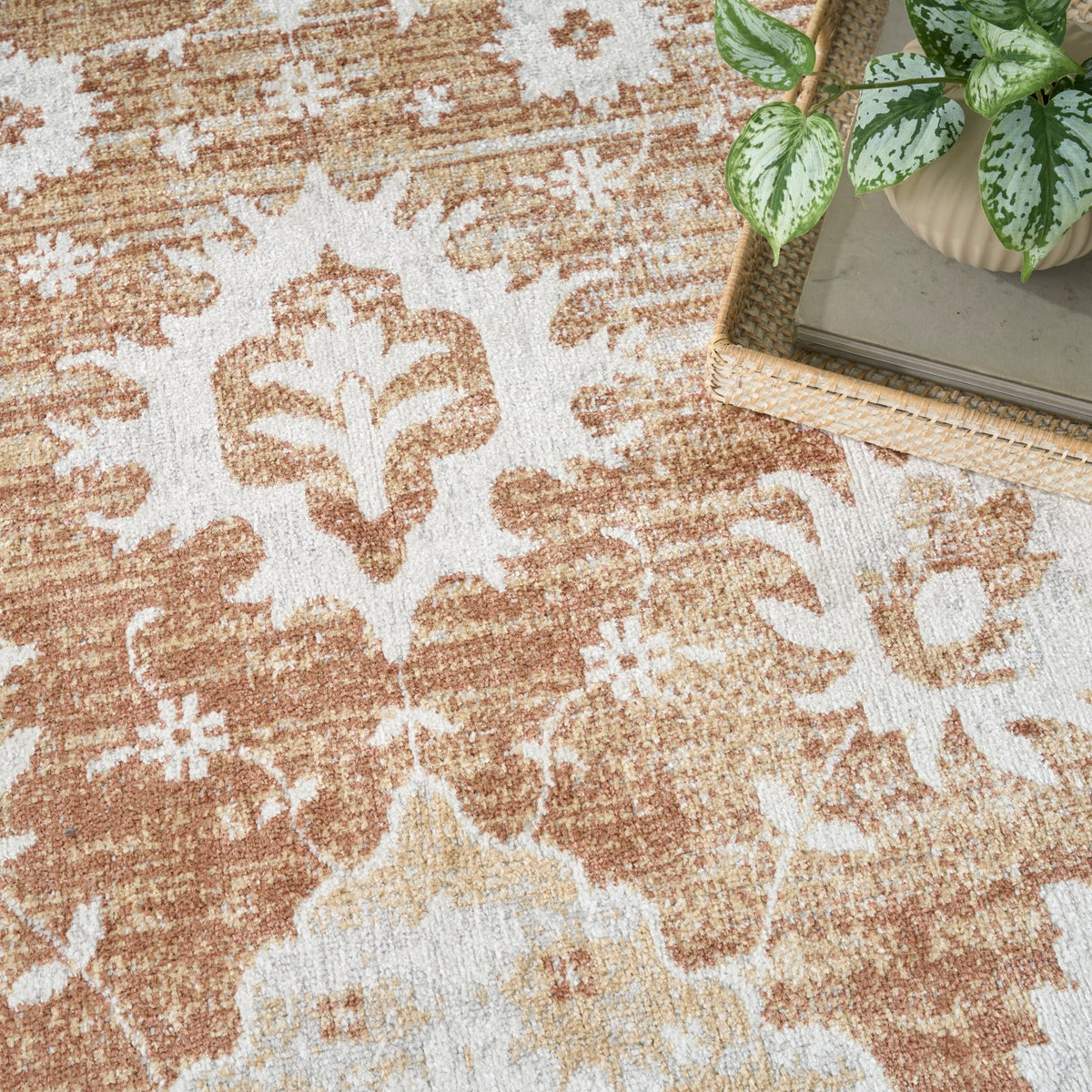 Nourison Astra Machine Washable ASW19 Machine Made Copper Rug