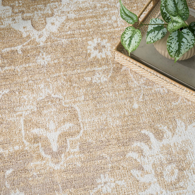 Nourison Astra Machine Washable ASW19 Machine Made Ivory, Gold Rug