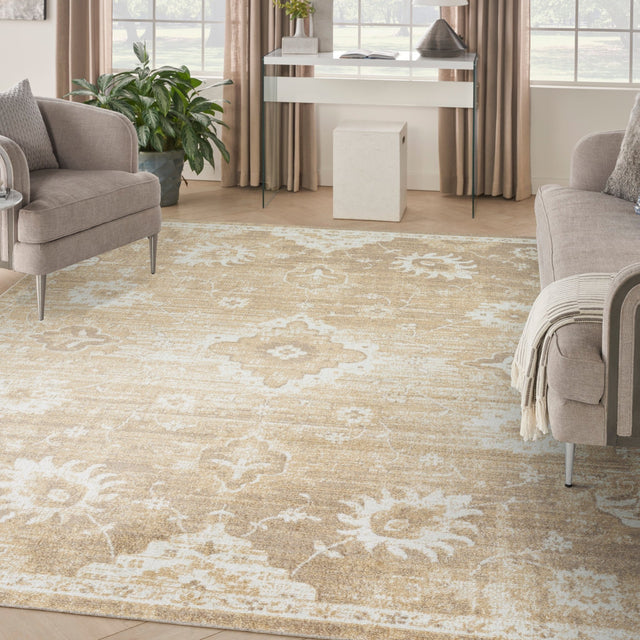 Nourison Astra Machine Washable ASW19 Machine Made Ivory, Gold Rug