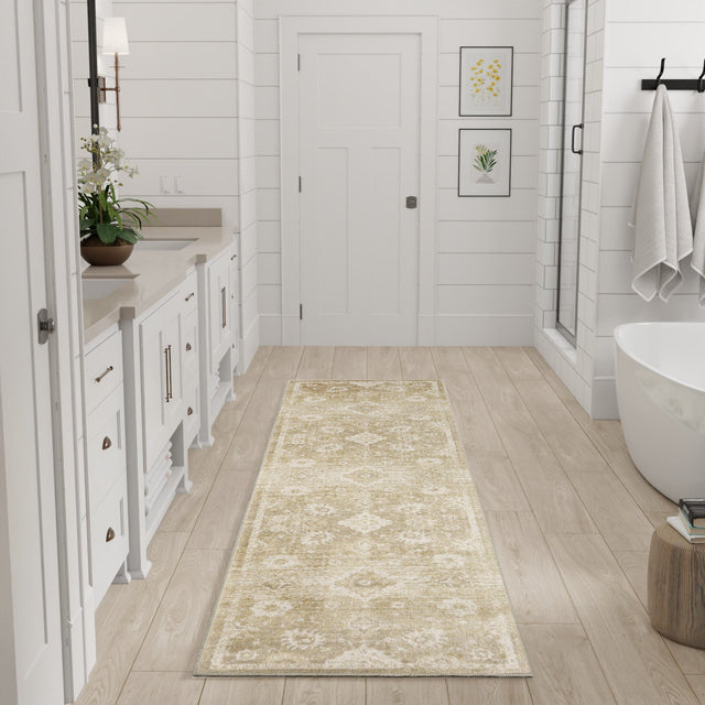 Nourison Astra Machine Washable ASW19 Machine Made Ivory, Gold Rug