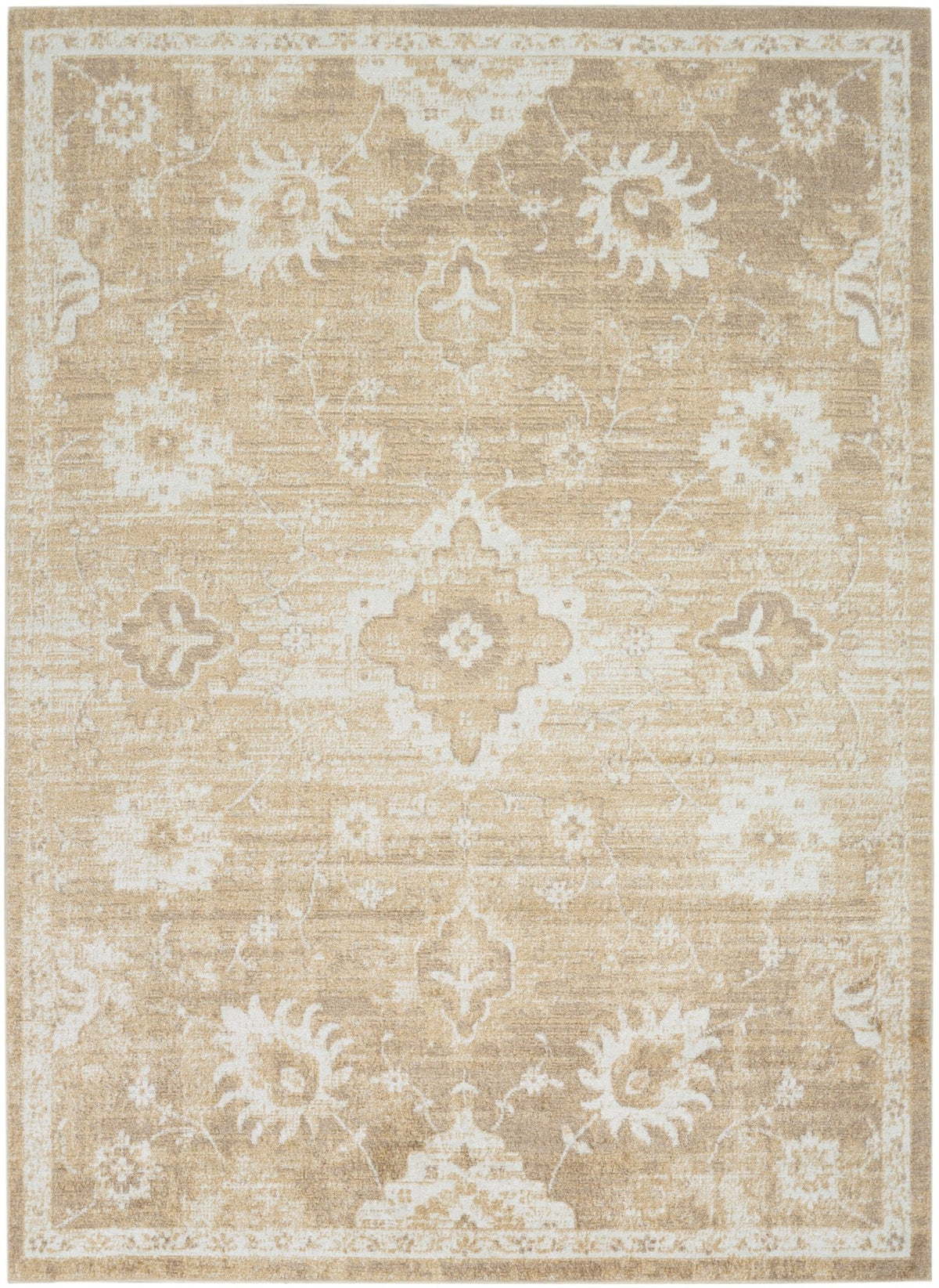 Nourison Astra Machine Washable ASW19 Machine Made Ivory, Gold Rug
